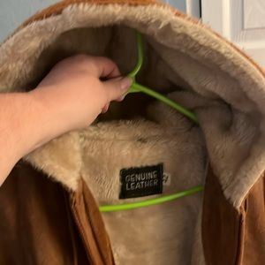 100% genuine leather bomber for man